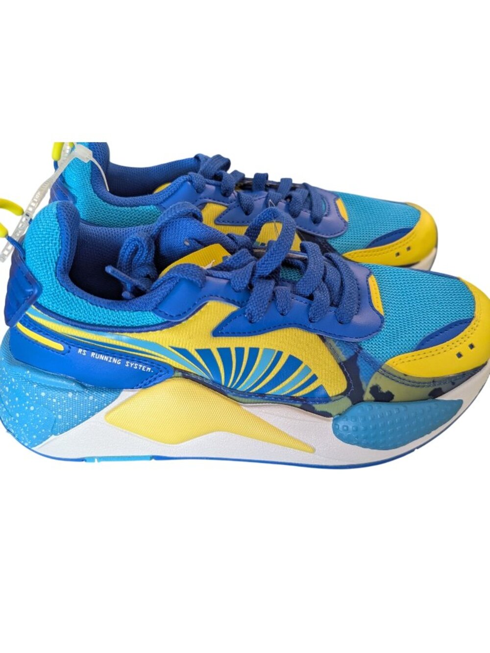 NWOB Puma RS-X Youth Sneakers Blue & Yellow Size 6.5c Comfortable Athletic Shoes